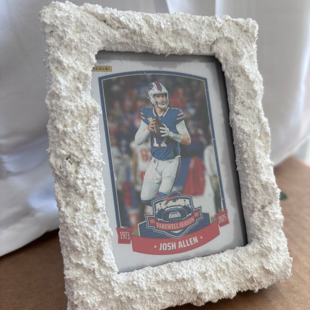 Josh Allen card in Custom Snow Picture Frame 2025 Buffalo Bills Football Panini